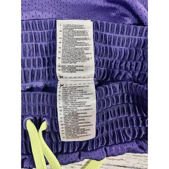 Adidas Mesh Running Shorts Wide Waist Training Purple Neon Green Size Medium - Picture 11 of 11
